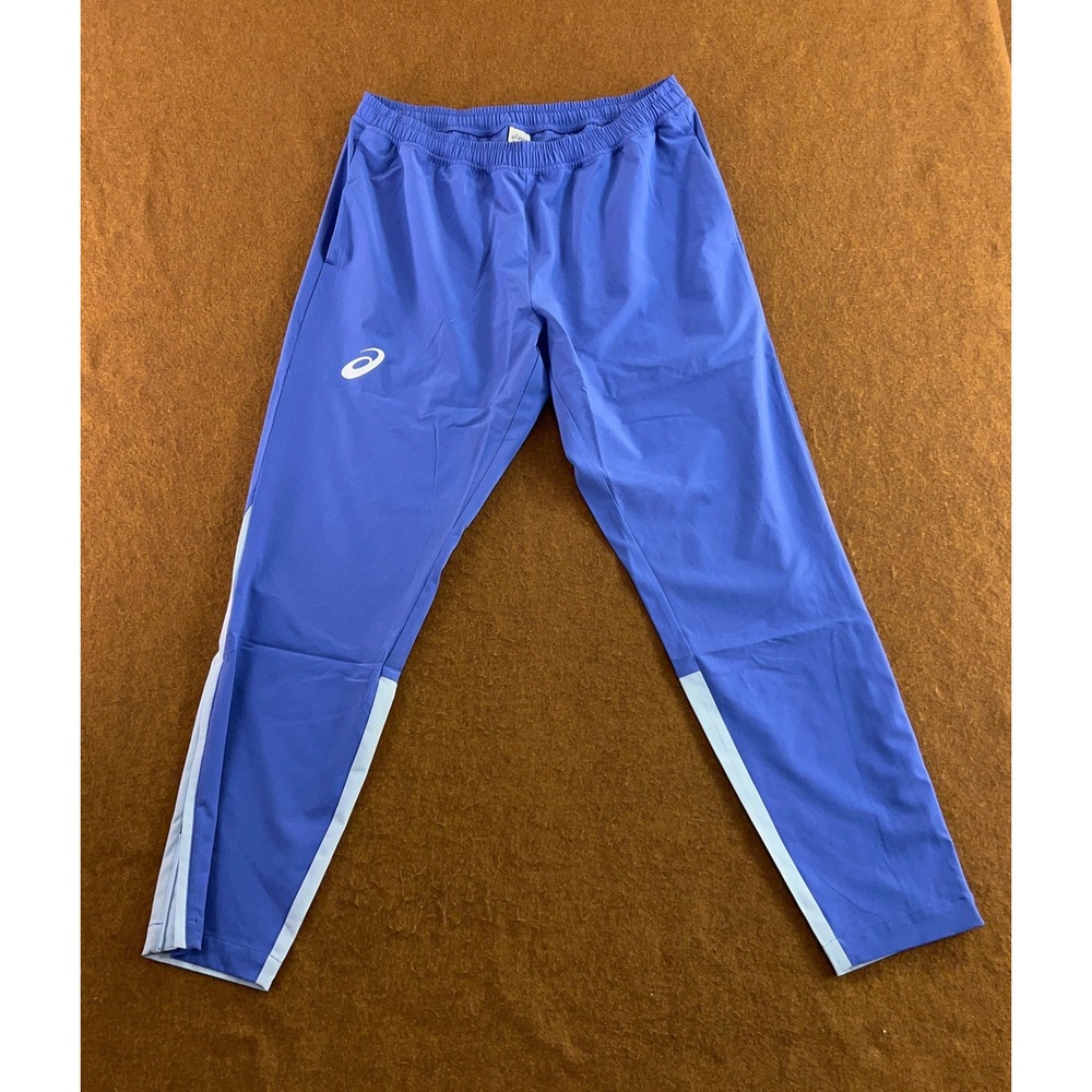 Asics Mens Large Blue Colorblock Performance Training Athletic Track Pants New
